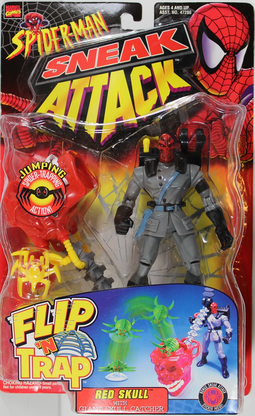 Toy Biz Sneak Attack Flip 'n Trap Red Skull Figure Review